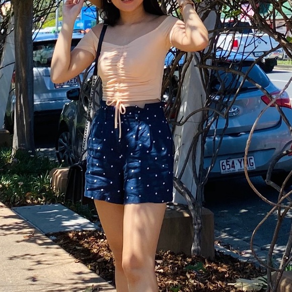 Kookai Crop Top Rouche Off Shoulder Size 6 8 Small Pastel - Picture 2 of 6